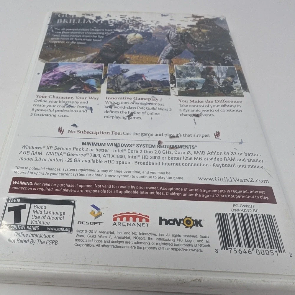 Guild Wars 2 PC Game DVD-ROM ArenaNet 2-Disc Set with Manual and Serial‎ Code